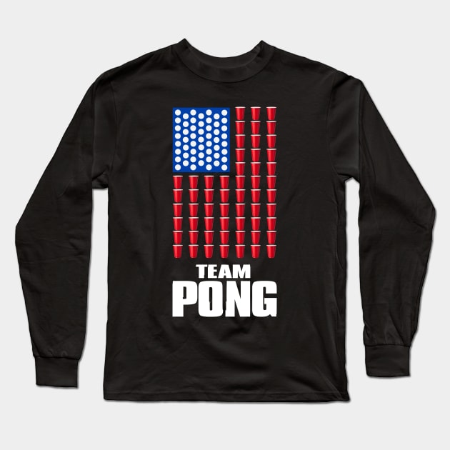 Beer Pong American Flag T shirt 4th of July  Merica USA T-Shirt Long Sleeve T-Shirt by Pannolinno